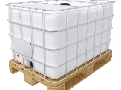 Euro-cubes  capacity 1000l cubic capacity on a wooden pallet 3D model