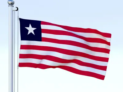 Animated Liberia Flag Low-poly 3D model