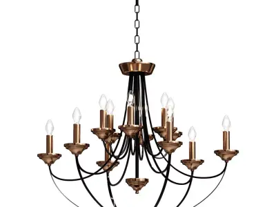 Hanging chandelier in loft style 60098 9 black Lazzaro 3D model