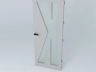 Letter K 3D door very detail with glass lock and hinger Free 3D model