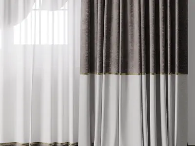 Hadi Curtain With Roman Blind 62 Low-poly 3D model