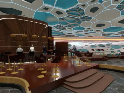 Detailed 3D Metaverse Space for web3 NFT community 3D model