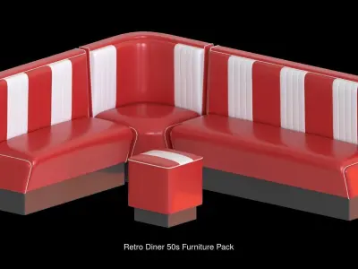 Retro Diner 50s furniture bundle 3D Model Pack
