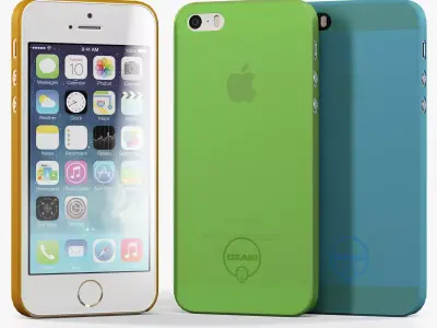 Apple iPhone 5S with Case Ozaki Jelly Low-poly 3D model