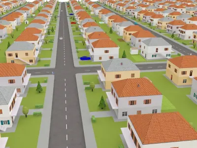 suburb block Low-poly 3D model