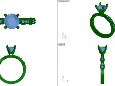 Diamond Ring Solitaire Engagement Ring 3D Print Model 3D print model