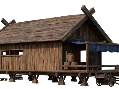 Old Building House 4K Textures GameReady 71 Low-poly 3D model