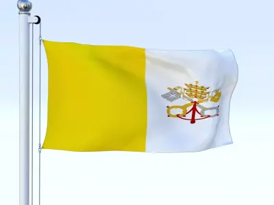 Animated Vatican City Flag Low-poly 3D model