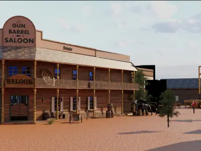 Old West town scene 3D model upd 3D model