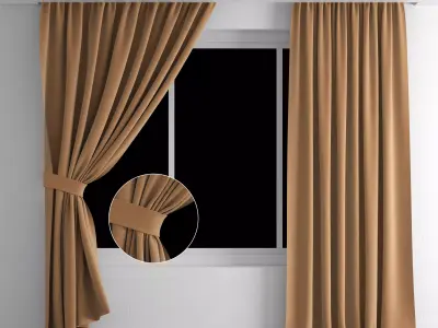 curtain room with curtains and window 3D model