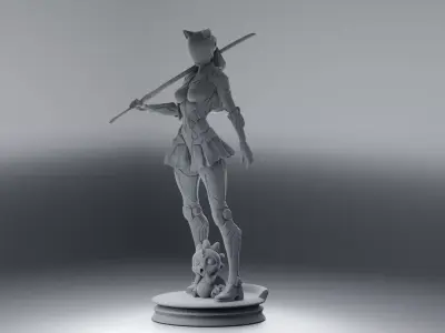 Cyber Fantasy Female Character Resin Figure 3D print model