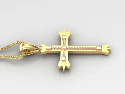 High Cross Pendant Light Gold 18K 4CP088 3D print model