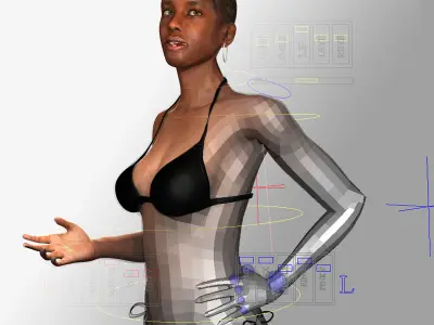 African American Woman Character Rigged 3D model