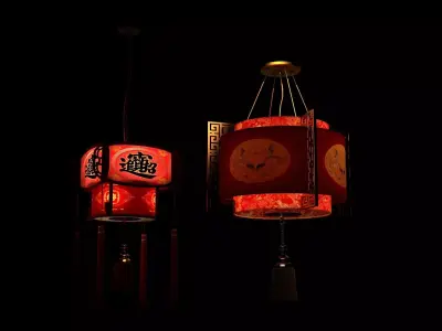 Chinese Red palace Lantern  Low-poly 3D model