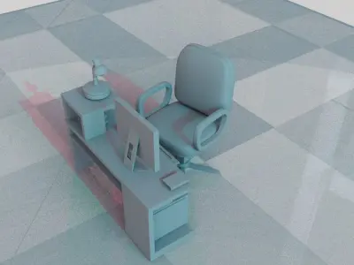 Basic office table Low-poly 3D model