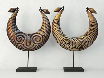 Vintage Tribal Metal Necklaces on Stand Collection 3D Model Pack
