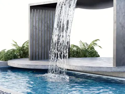 Backyard Pool and Landscape with Pool 15 3D model