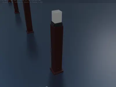 Street Light 8 Bollard 900mm Dark Red Version 3 Low-poly 3D model