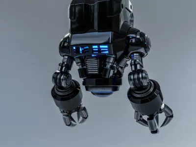 Cute Space Robot Rigged G-58 Black 3D model