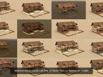 Medieval Village House Low Poly 3D Model Pack for Games