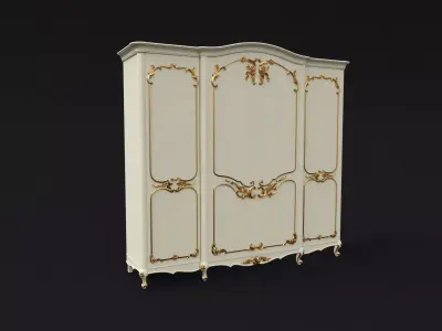closet ornate cabinet with gold trim 3D model