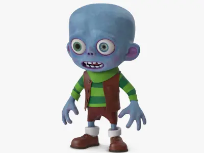  Cartoon Zombie Blue in a Brown Costume 