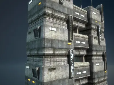 Sci-Fi Towers Modular Set Low-poly 3D model