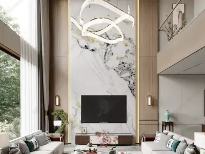 Chinese style villa interior design scene 03 3D model 3D model