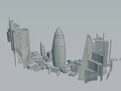 The Gherkin London Low-poly 3D model