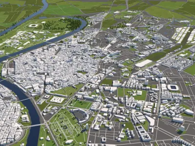 Seville 50x50km 3D City Map 3D model
