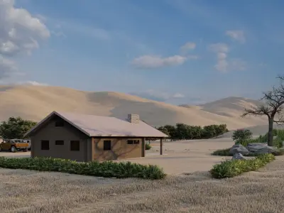 Forest villa-Casa Scene-Modern Villa Low-poly 3D model purchase