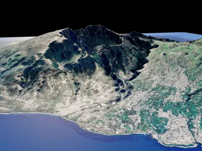 Reunion island full 3d model terrain 3D model