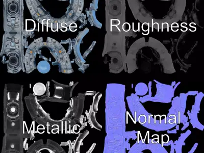 Futuristic Spherical Robot Model Pack Low-poly 3D model