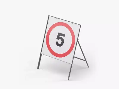 Speed Limit 5 Miles Square Road Sign Low-poly 3D model