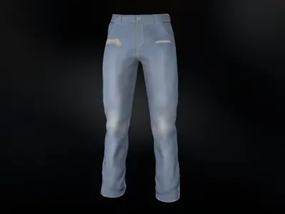 Light Blue Ripped Jeans Low-poly 3D model
