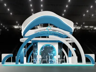 booth 9x6 white and blue 3D model