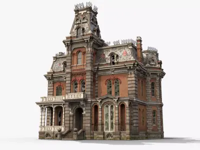 Old American House Abandoned Low-poly 3D model