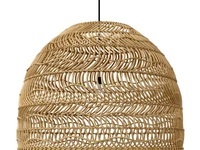 Wicker Hanging Lamp Natural  Large 3D model
