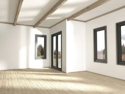 Small Wood Cabin with Interior 3D model