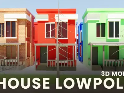 House Low Poly 3D Model - Made In Blender Free low-poly 3D model