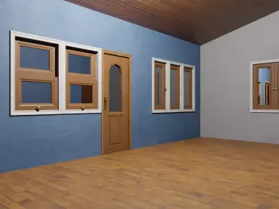 Enterable Two Storey House  Interior and Exterior  Game Ready Low-poly 3D model