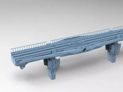 Sci fi Train rail top 4  3D model