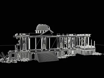 CAPITOL IN FLAMES Low-poly 3D model