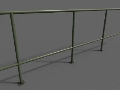PBR Pedestrian Guard Rail Green V5 Low-poly 3D model