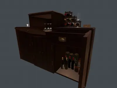 Game Ready Drinks Cabinet Low-poly 3D model