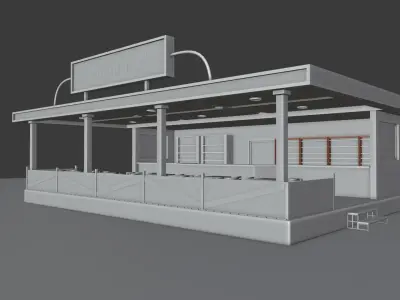 Restaurant - Low poly  Low-poly 3D model