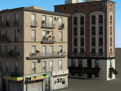 Building Collection 17-20 Low-poly 3D model