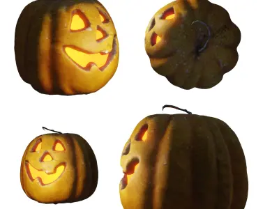Halloween pumpkin complete SET with light and 55 ready renders Low-poly 3D model