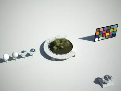 Stone Bench with flowerbed Low-poly 3D model