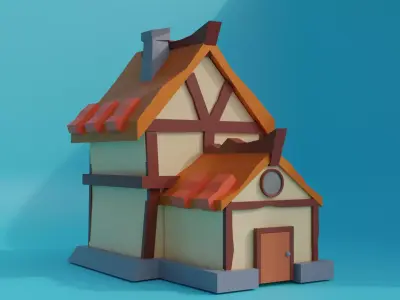 Low Poly House cartoon Free 3D model